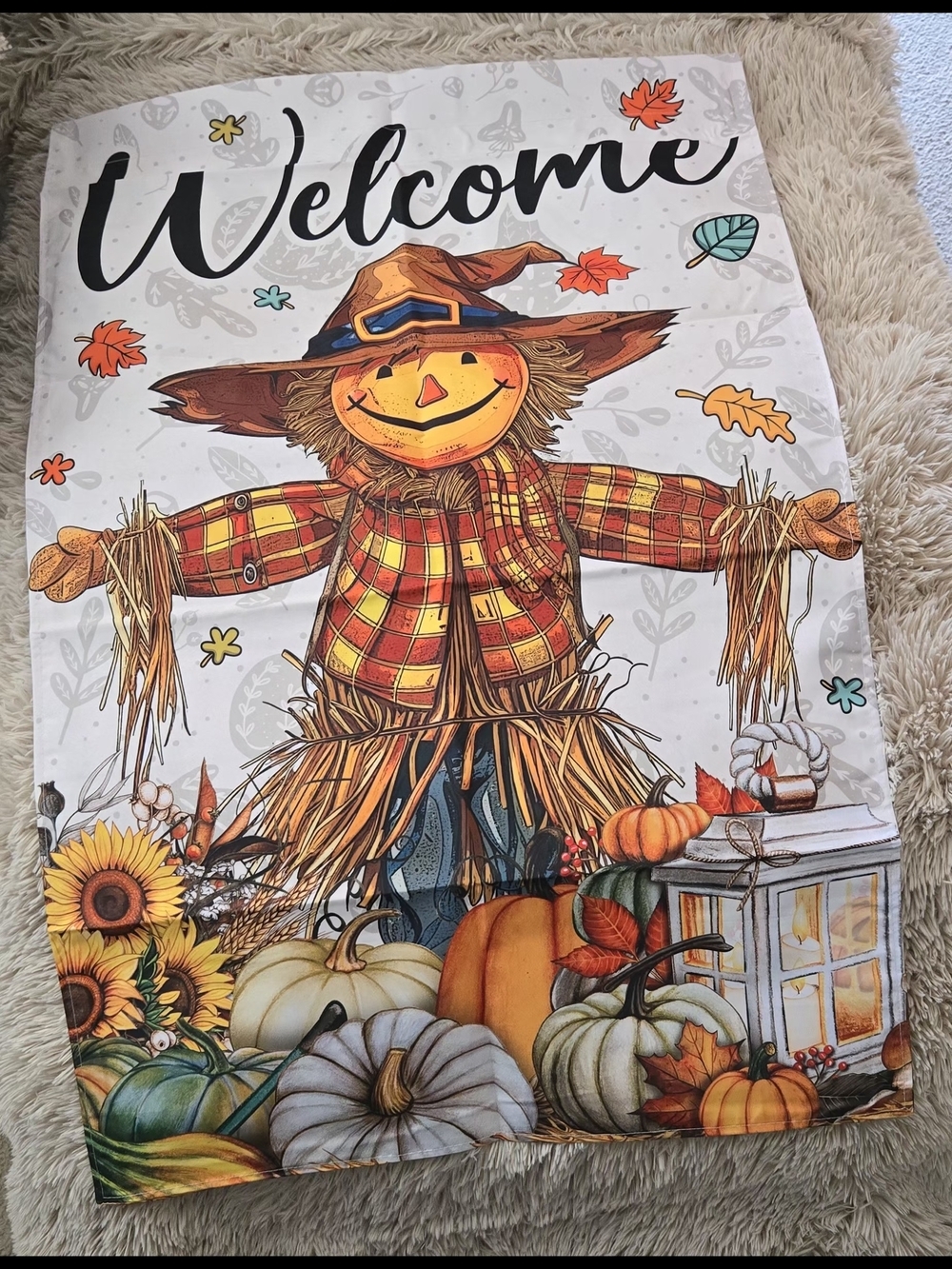 Welcome Harvest Scarecrow Garden And Home Flag Set Of 2 #1284 - Picture 5 of 9